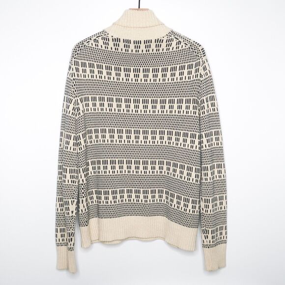 H&M Mens Shawl Collar Sweater Large Cream Teal Striped‎ Holiday Cabincore Preppy - Picture 2 of 8